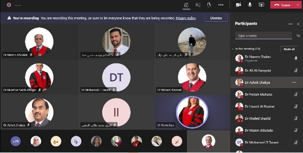  صيدلة عمان الأهلية يجتمع بطلبة الماجستير على منصة مايكروسوفت تيمز - وكالة عكاظ الاخبارية