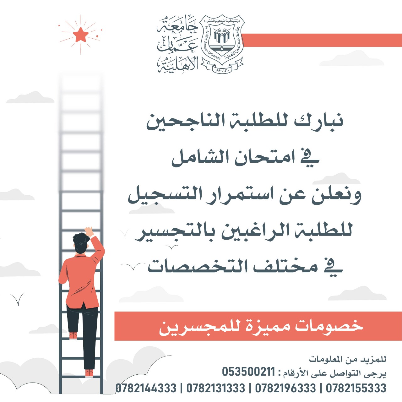 1630859792460 عمان الاهلية تهنئ الناجحين في الشامل 2021 وتعلن عن استمرارالتسجيل للطلبة الراغبين بالتجسير في تخصصاتها المتميزة - وكالة عكاظ الاخبارية