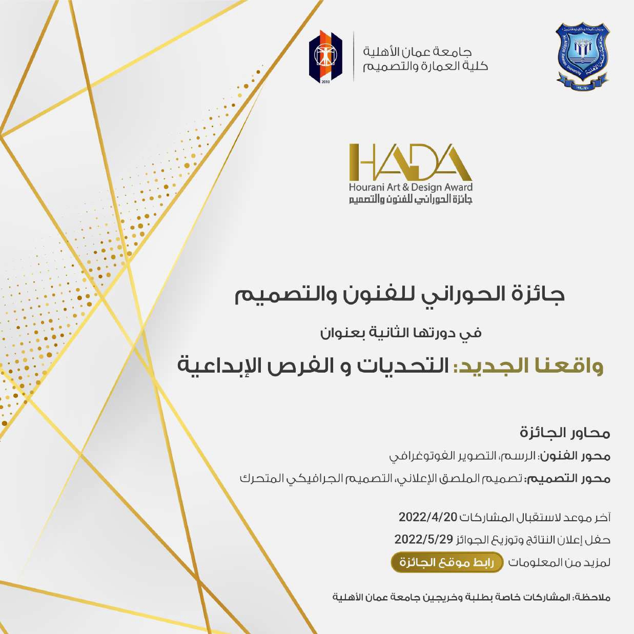  الأهلية تطلق جائزة الحوراني للفنون والتصميم في دورتها الثانية - وكالة عكاظ الاخبارية