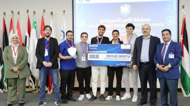 عمان الأهلية تفوز بالمركز الثاني على مستوى الجامعات الأردنية في مسابقة IEEE Jordan 2025  للأمن السيبراني والأول في فئة الويب المتقدّم