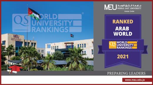 جامعة الشرق الأوسط تحقق تقدما متميزا في تصنيف QS للجامعات العربية 2021