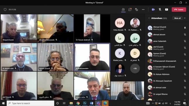 رئيس جامعة اربد الاهلية د. احمد الخصاونة يلتقي أعضاء الهيئة التدريسية عبر سكايب