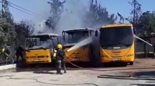 احتراق ( 3 ) حافلات تابعة لكلية جامعية خاصة في إربــــد