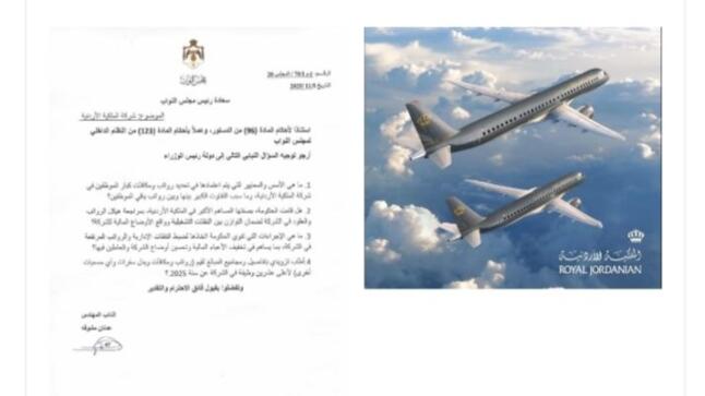 مشوقة يسأل الحكومة عن رواتب ومكافآت كبار موظفي “الملكية الأردنية” – وثيقة