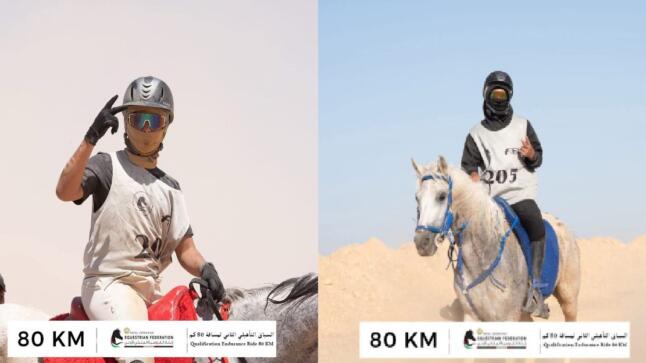 سند وفهد عبد الله الجبور يتأهلان إلى الماراثون الدولي للقدرة والتحمل للفروسية 100 كم بعد نجاحهما في السباق التأهيلي الثاني..