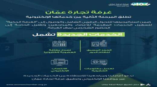 تجارة عمّان تطلق المرحلة الثانية من خدماتها الإلكترونية