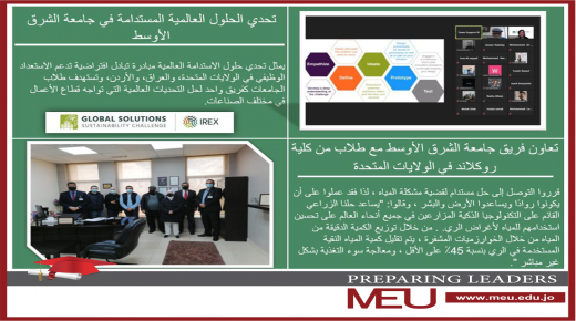 جامعة الشرق الأوسط MEU تتأهل للنهائيات العالمية في مسابقة الحلول المستدامة