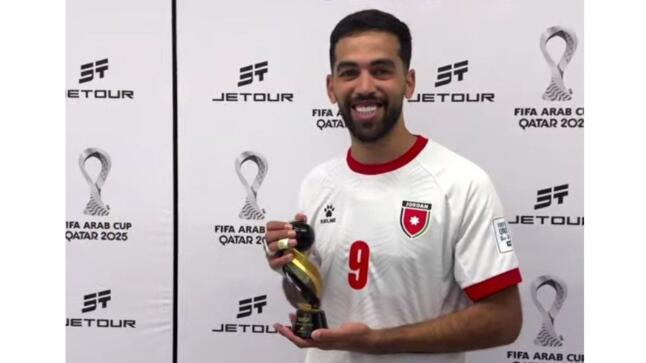 علوان يحصد جائزة افضل لاعب في مباراة الأردن والكويت
