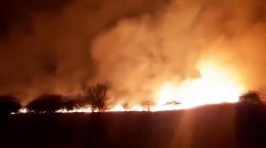 حريق كبير في منطقة سد شرحبيل