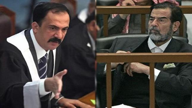 صورة صدام في ارض مجلس عزاء قاض حاكمه – شاهد